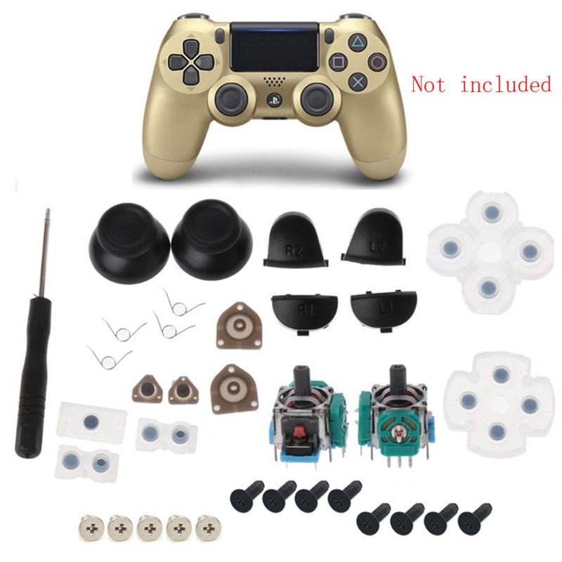 Onyehn L1 R1 L2 R2 Trigger Springs Replacement Parts Buttons,3D Analog Joysticks Thumb Sticks Cap Conductive Rubber Screwdriver Kit for PlayStation 4 PS4 Controller(JDS-001) - Image 2